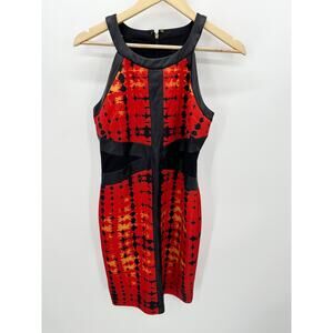Thalia Sodi Womens Sheath Dress Size S Red Black Racerback Office Career Stretch